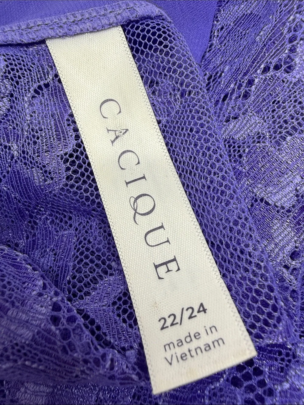 Cacique Purple Floral Lace Sheer Kimono Robe Belted Plus Size 22/24 Lingerie